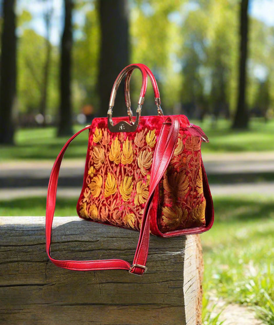 Kashmiri Aari Embroidered | Red | Ladies Hand Bag