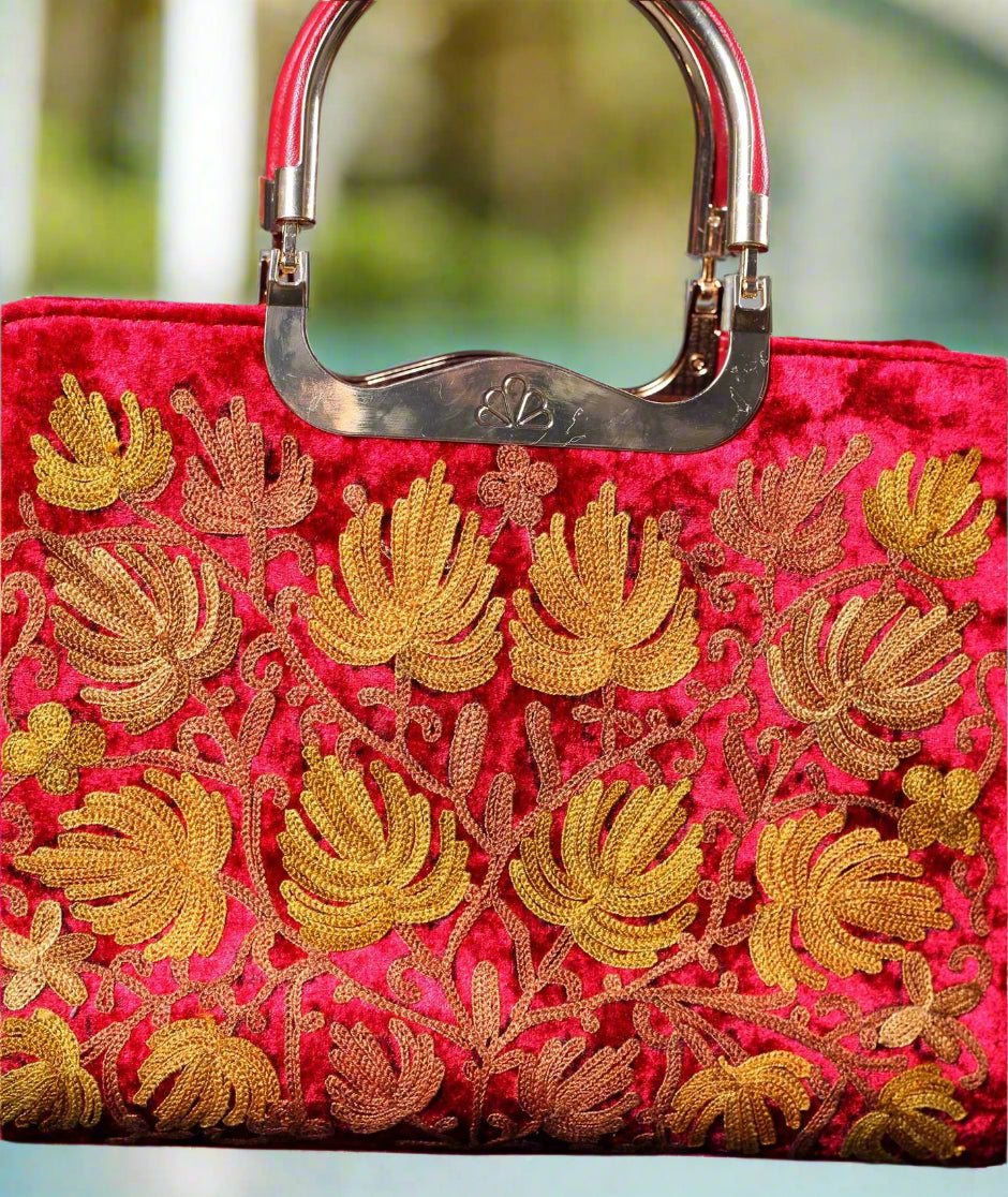 Kashmiri Aari Embroidered | Red | Ladies Hand Bag