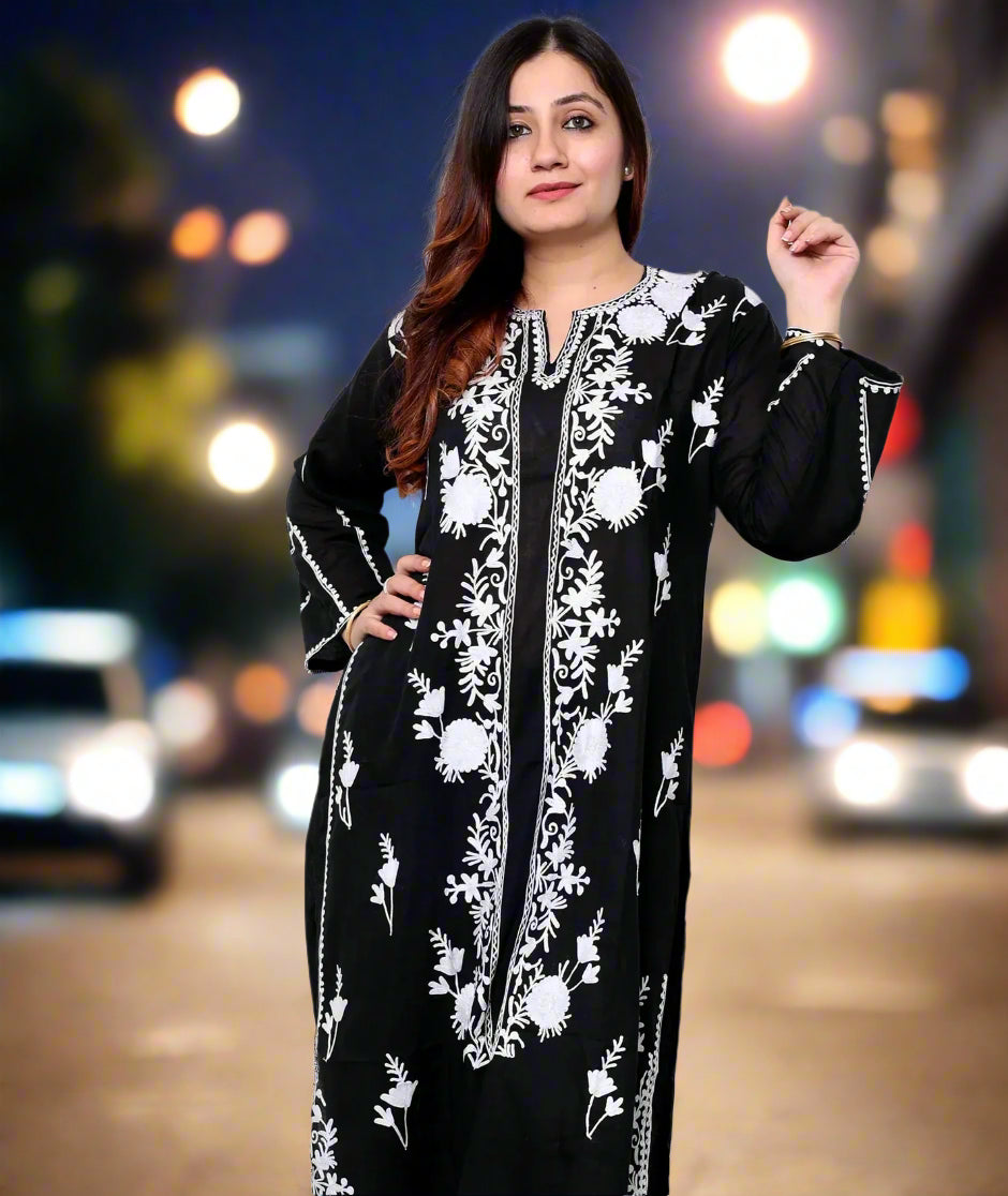 Ladies Co-Ord Set | Black & White | Bootidaar Embroidered | Pure Cotton