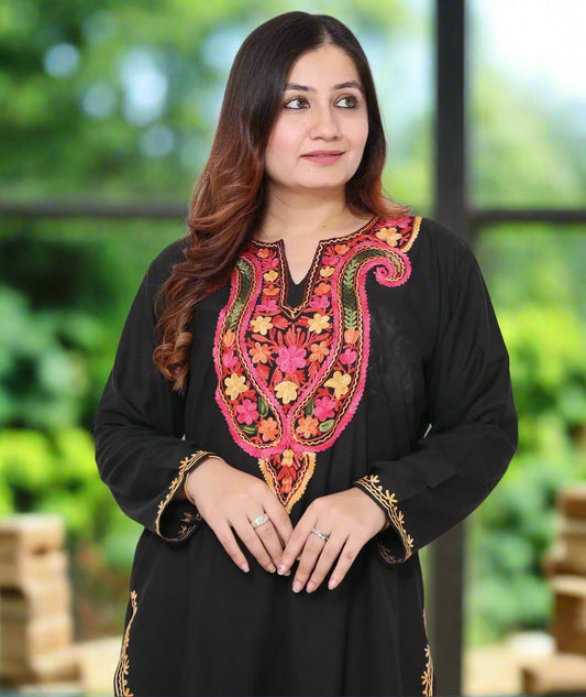 Pasley Design | Aari Embroidered | Co-Ord Set | Black Colored | Ruby Cotton