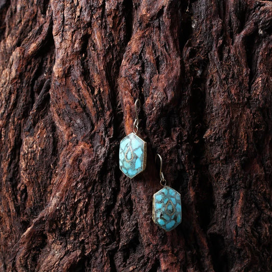 Handmade | Hexagonal | Turquoise | Blue | Ladies Earring