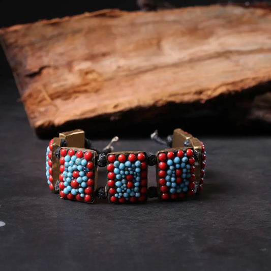 Red and Blue Stoned | Handmade | Ladies Bracelet