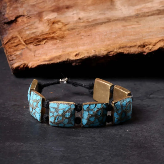 Square Bracelet | Handmade | Blue Turquoise