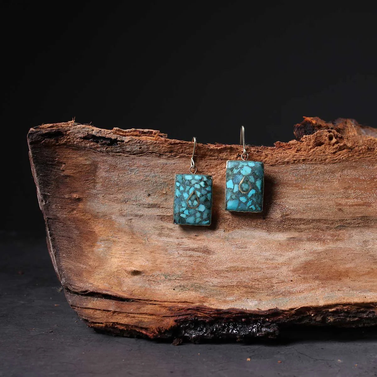 Blue Colored | Handcrafted | Turquoise | Rectangular Earrings