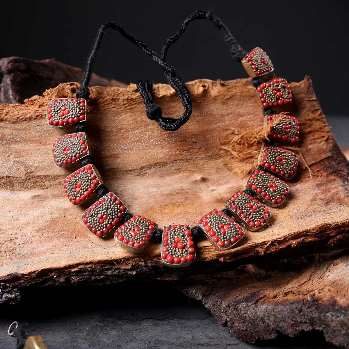 Handmade | Turquoise | Necklace, Bracelet and Earring Set | Red Colored Stones